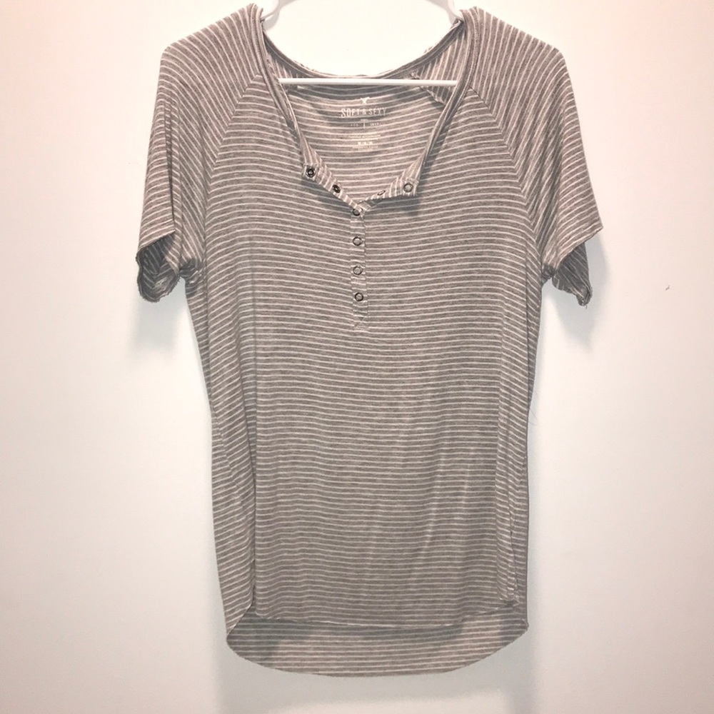American Eagle Striped Short Sleeve Shirt